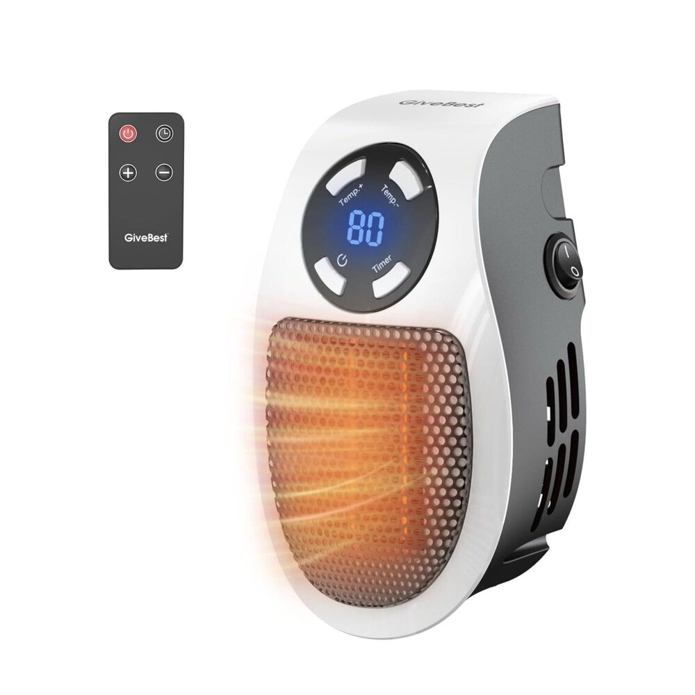 GiveBest Programmable Space Heater with LED 1 Count Wall Outlet, White